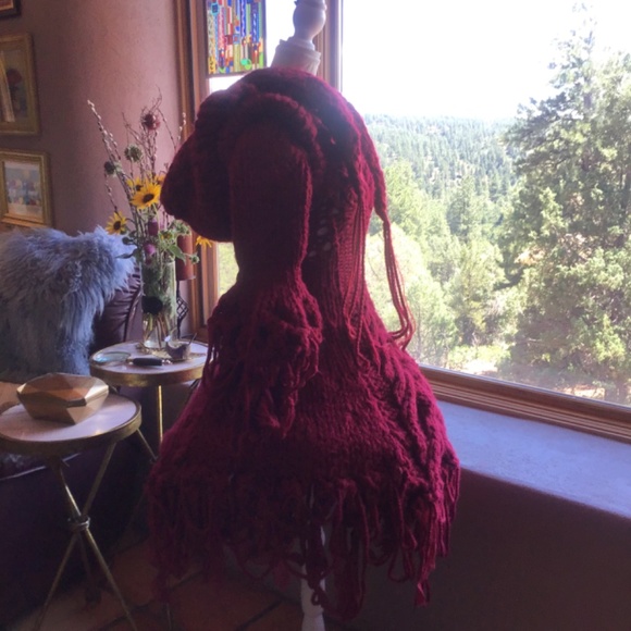 One of a Kind Hand Knit 🧶 Red Ridinghood Dress - Picture 5 of 10